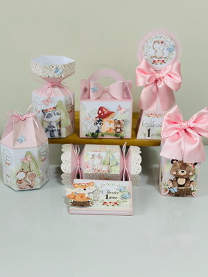 Kit 21 caixas do bosque com aplique em 3d.