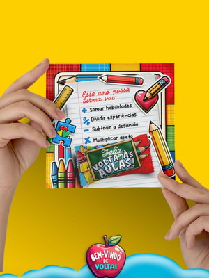Cartão com balinha volta às aulas