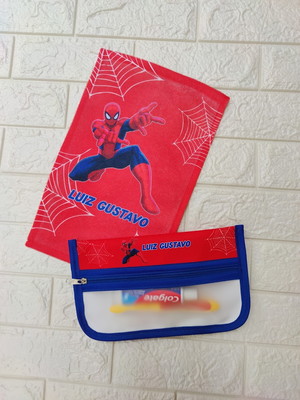 Bolsinha higiene homem aranha com toalhinha de boca