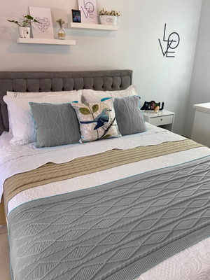 Peseira de decoração tricô trança cama casal padrão 180x60cm