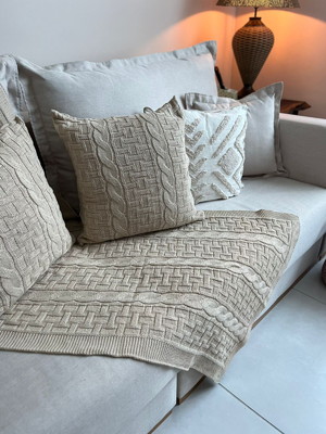 Peseira de tricô para cama de casal 180x60cm terracota