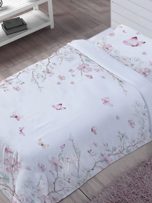 Edredom infantil + fronha solteiro floral 100% algo - e525