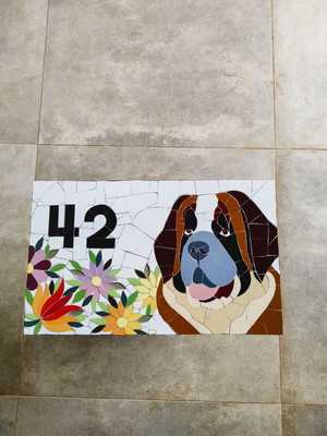 Número em mosaico - 40x25cm (cachorro)