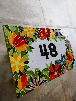 Número em mosaico - 40x25cm (florido)