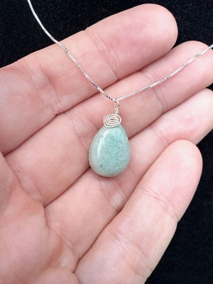 Colar prata 950 com pedra amazonita