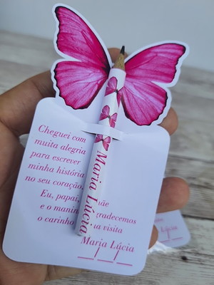 Kit 30 lembrancinhas cards personalizados com mini lápis