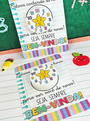 Card + latinha com coloreti (chocolatinhos)- volta as aulas