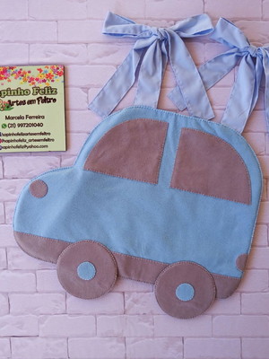 Porta fraldas para pendurar carrinho - azul claro com cinza