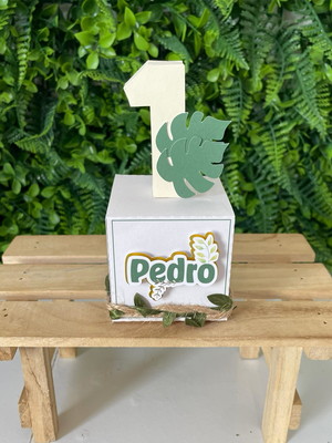 Caixa cubo com número 3d safari luxo