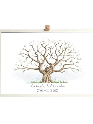 Quadro árvore de digitais (moldura+vidro+carimbo)