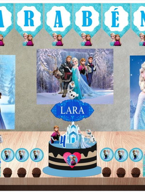 Kit festa em casa frozen só um bolinho mêsversário