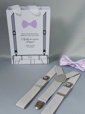 Kit gravata e suspensório padrinhos e pajem lilás / lavanda
