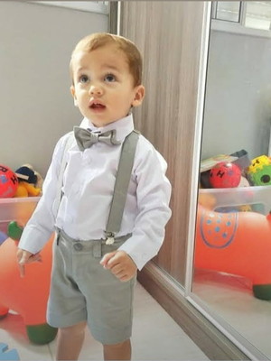 Conjunto social infantil bermuda cinza