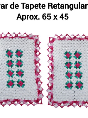 Parzinho (c/ 2und) tapete de crochê retangular-65 x 45 aprox