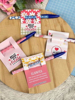 Caneta + card brinde lembrancinha personalizado