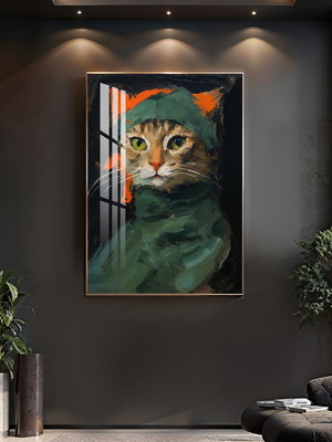 Quadro artistico, gato no estido van gogh