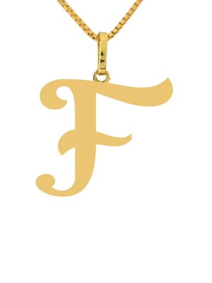 Pingente letra f em ouro18k letra bonita
