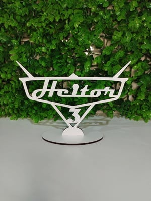 Decoração centro de mesa infantil mcqueen mdf branco