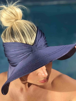 Chapéu elizabeth azul marinho donna queen upf 50+