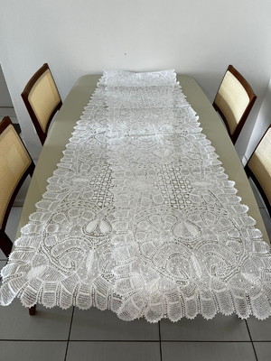 Caminho de mesa de renascença e linho 3,4m x 0,50m - fortune