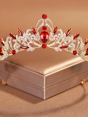 Coroa de cabelo noiva casamento prata tiara dourado vermelha