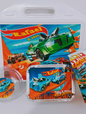 Kit maleta festa na escola hot wheels