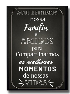 Quadro area externa com frase familia churrasco 30x40 cm