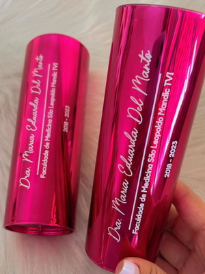Copo long drink metalizado pink