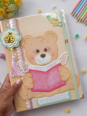Caderno brochurão grande ursinho