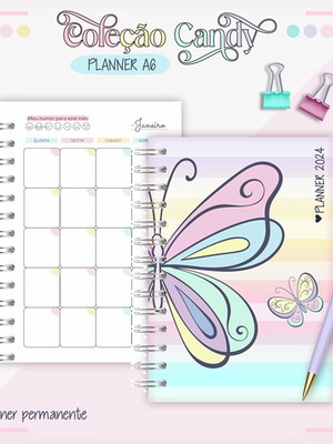 Mini planner a6 borboleta