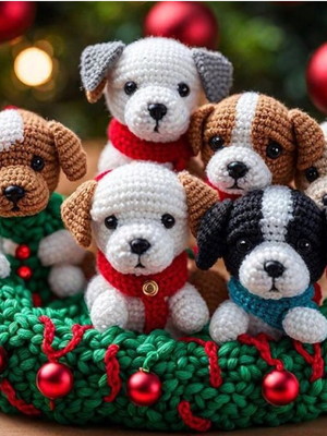 Receita em pdf - guirlanda natal cachorrinhos - amigurumi