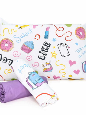 Jogo de cama berço sweet com lençol de elástico lilás