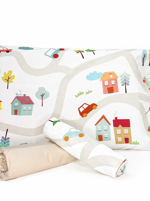 Jogo de cama júnior carrinhos com lençol elástico creme