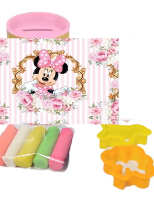 Kit cofrinho com massinha e molde minnie rosa