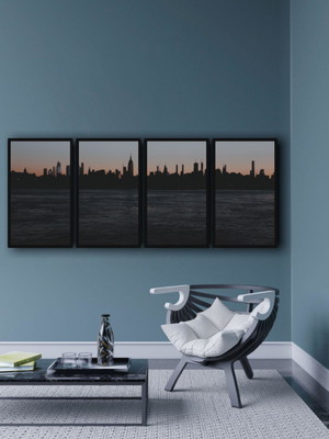 Quadro decorativo manhattan p/sala com vidro