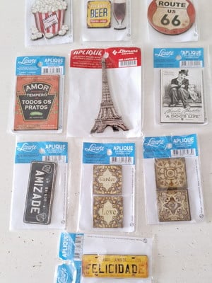 Kit 10 apliques de mdf c/ decoupage litoarte diversos