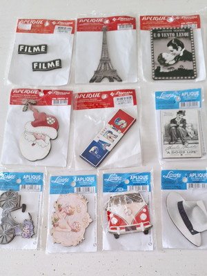 Kit 10 apliques mdf com decoupage litoarte (diversos)