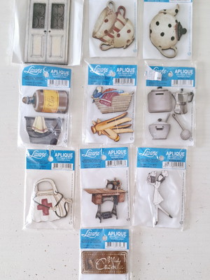 Kit com 10 apliques mdf com decoupage litoarte (diversos)