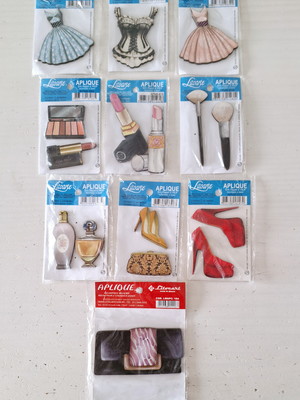 Kit de 9 apliques de mdf com decoupage litoarte (diversos)