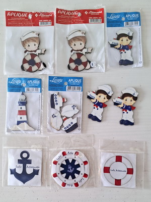 Kit de 10 apliques com decoupage litoarte (diversos)