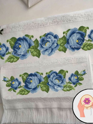 Gráfico ponto cruz - rosa azul