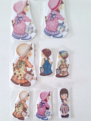 Kit de 8 apliques de mdf e decoupage p/colar