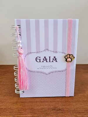 Caderneta de vacina cão e gato fêmea personalizada a5 ncinza