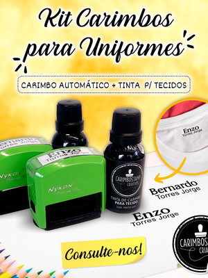 Carimbo para tecido roupas e uniformes