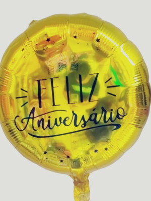 Feliz aniversário dourado45cm balão metalizado atacado
