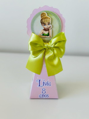 Caixa pirâmide / cone da tinker bell com aplique em 3d.