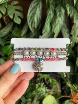 Kit com 3 pulseiras de macramê