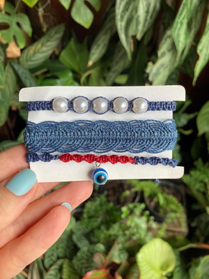 Kit com 3 pulseiras de macramê