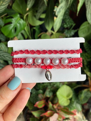 Kit com 3 pulseiras de macramê