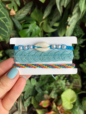 Kit com 3 pulseiras de macramê